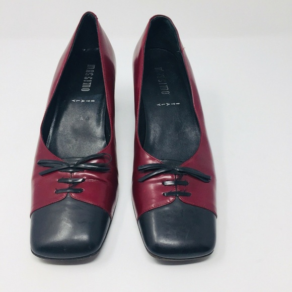 Massimo Shoes - Massimo Italy Red Black Captoe Tie Heels